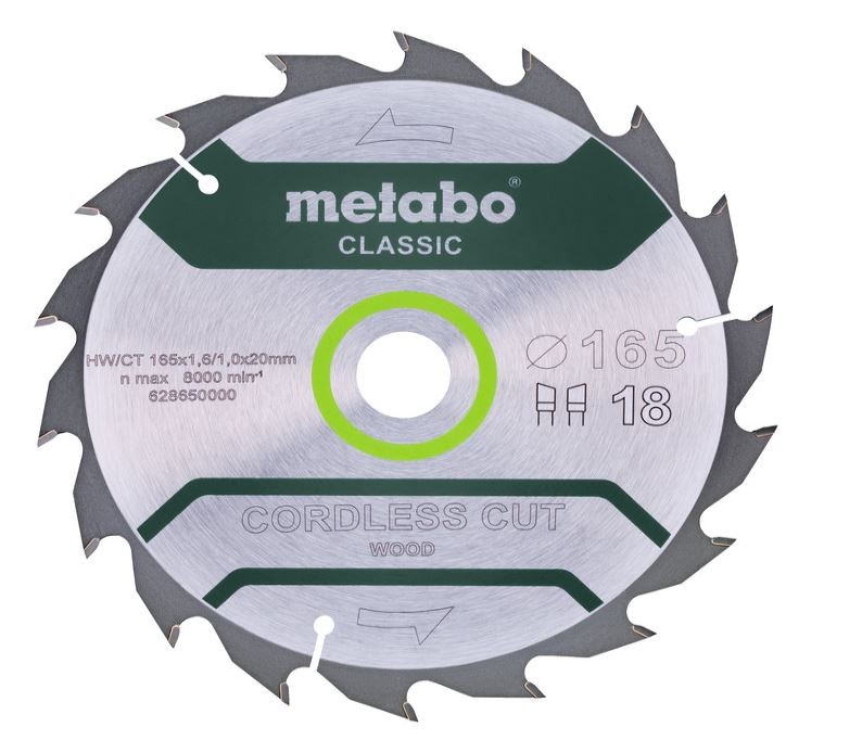 metabo saw blade 628650000 - 165x20mm 18 teeth