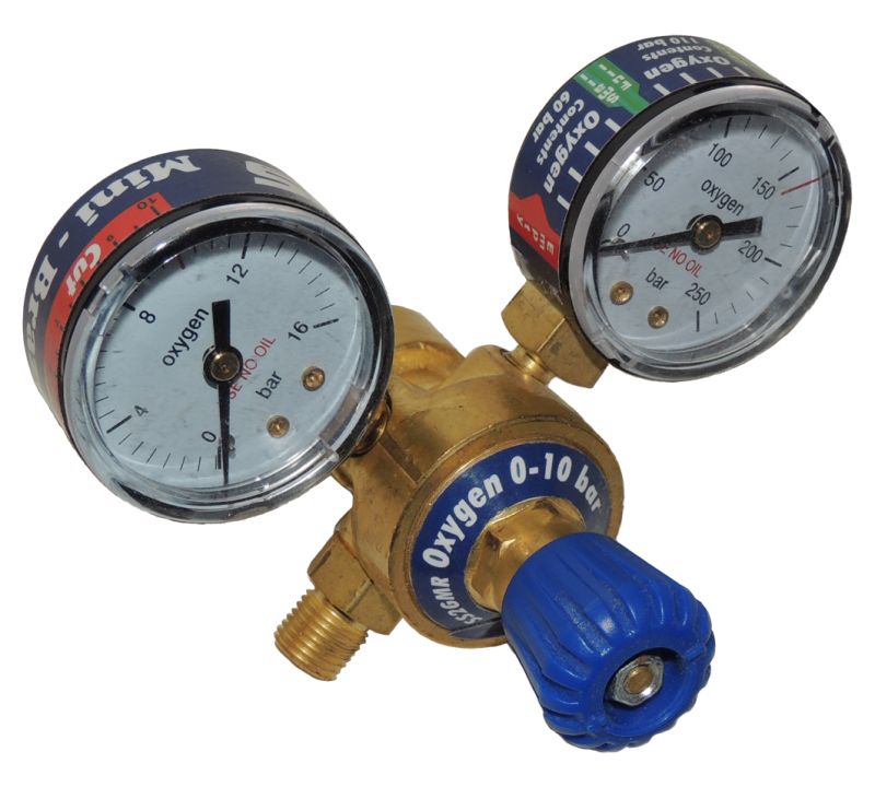 2 Gauge Mini Oxygen Regulator 0-10 bar for OxyTurbo Disposable Canister with right hand M12 thread 