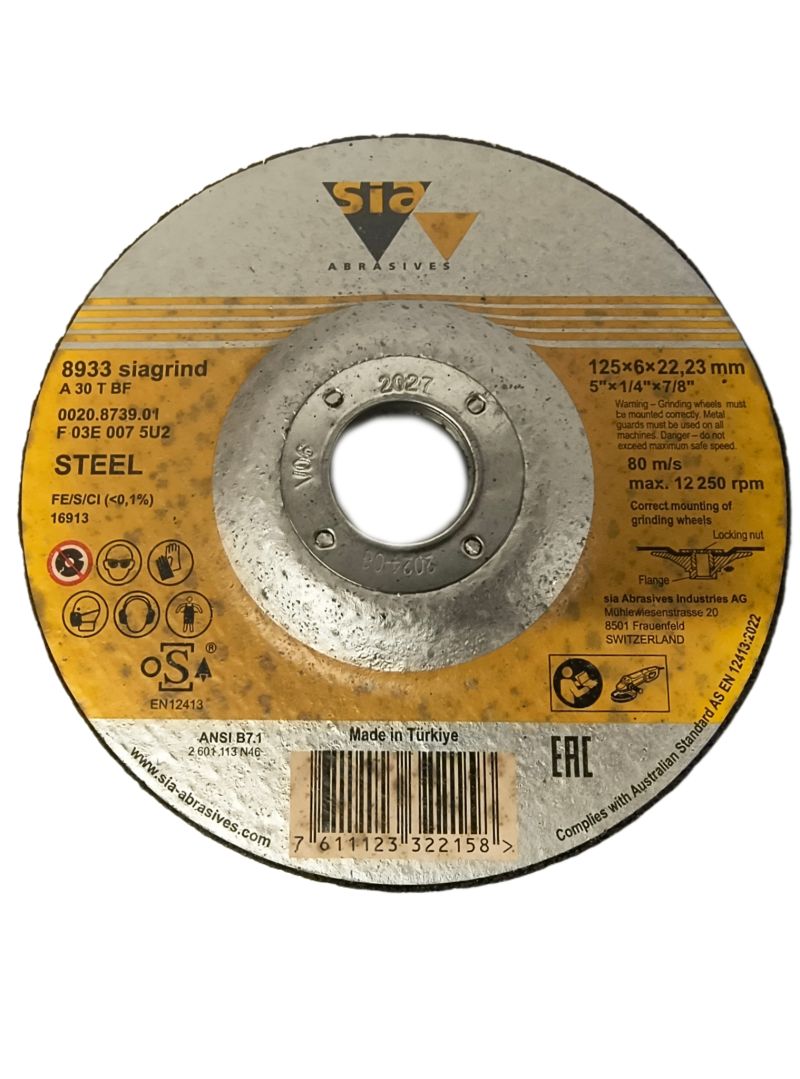 Sia 0020.4707 - 125x6x22.23mm Grinding Disc (DC) Pack of 10