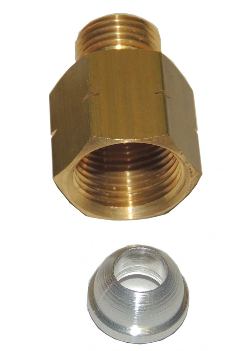 Threaded Fuel Gas Adapter G3/8 LH Internal x G1/4 LH External Brass Fitting
